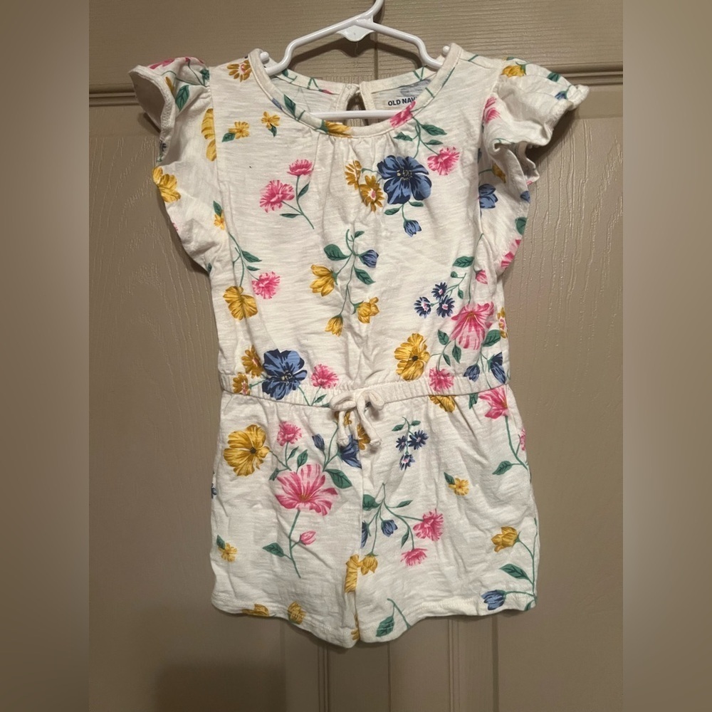 Old Navy Cream and Pink Floral Romper
